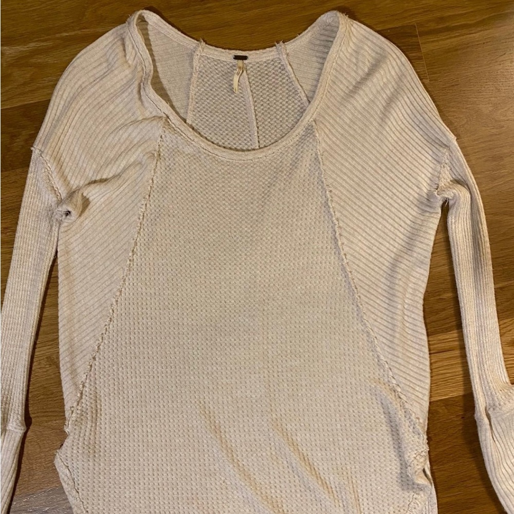 Cream Knit Long Sleeve Top